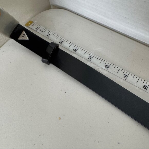 Vintage Guess Black Leather 90s Y2K Minimalist Belt Made in USA Size L - Picture 9 of 14